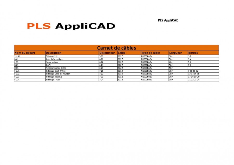 Schéma Electrique DWG à partir d'un fichier Excel - Carnet de câbles depuis schéma électrique PLS AppliCAD - Repérer Schéma Electrique - Repérer Schéma Electrique en ligne