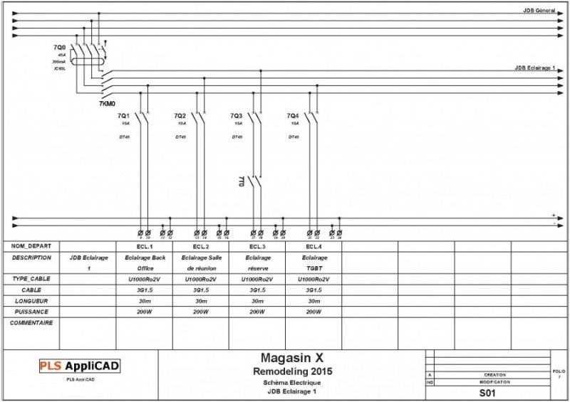 Schéma Electrique DWG à partir d'un fichier Excel - Départs divisionnaires schéma électrique avec PLS AppliCAD - Repérer Schéma Electrique - Repérer Schéma Electrique en ligne